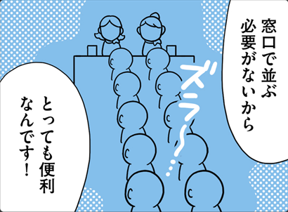 窓口で並ぶ必要がないからとっても便利なんです!